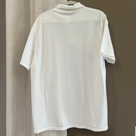 Hanes, Men's short sleeve white polo, Size Large - Picture 4 of 5